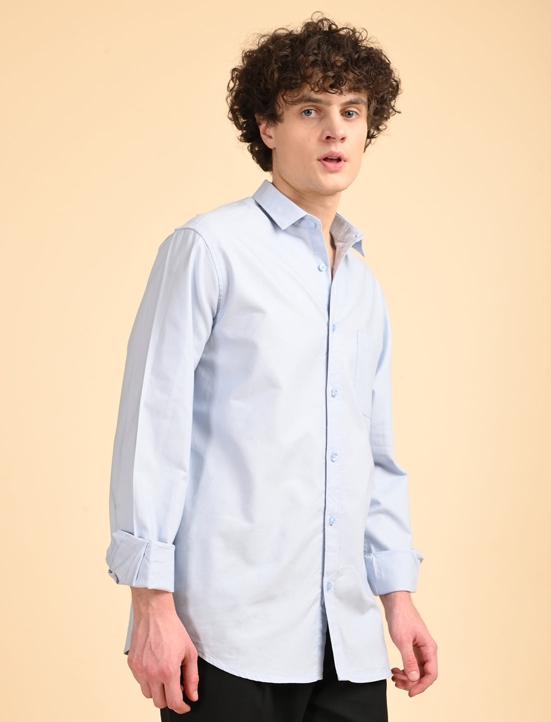 Pastel Blue Solid Oxford Shirt