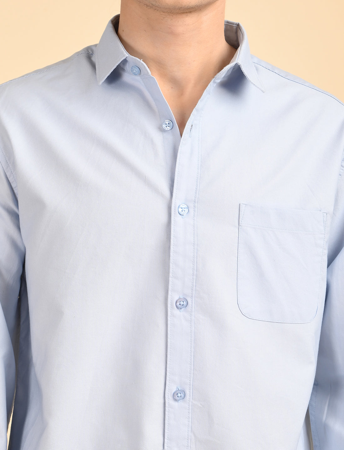 Pastel Blue Solid Oxford Shirt