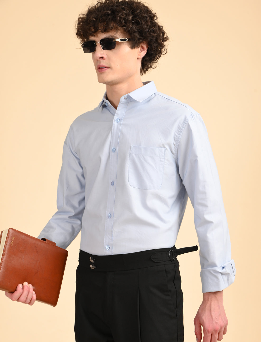 Pastel Blue Solid Oxford Shirt