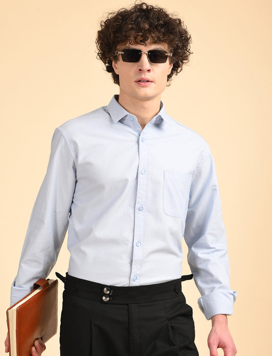 Pastel Blue Solid Oxford Shirt