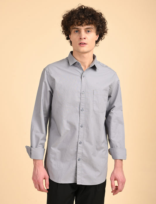 Dove Grey Solid Oxford Shirt