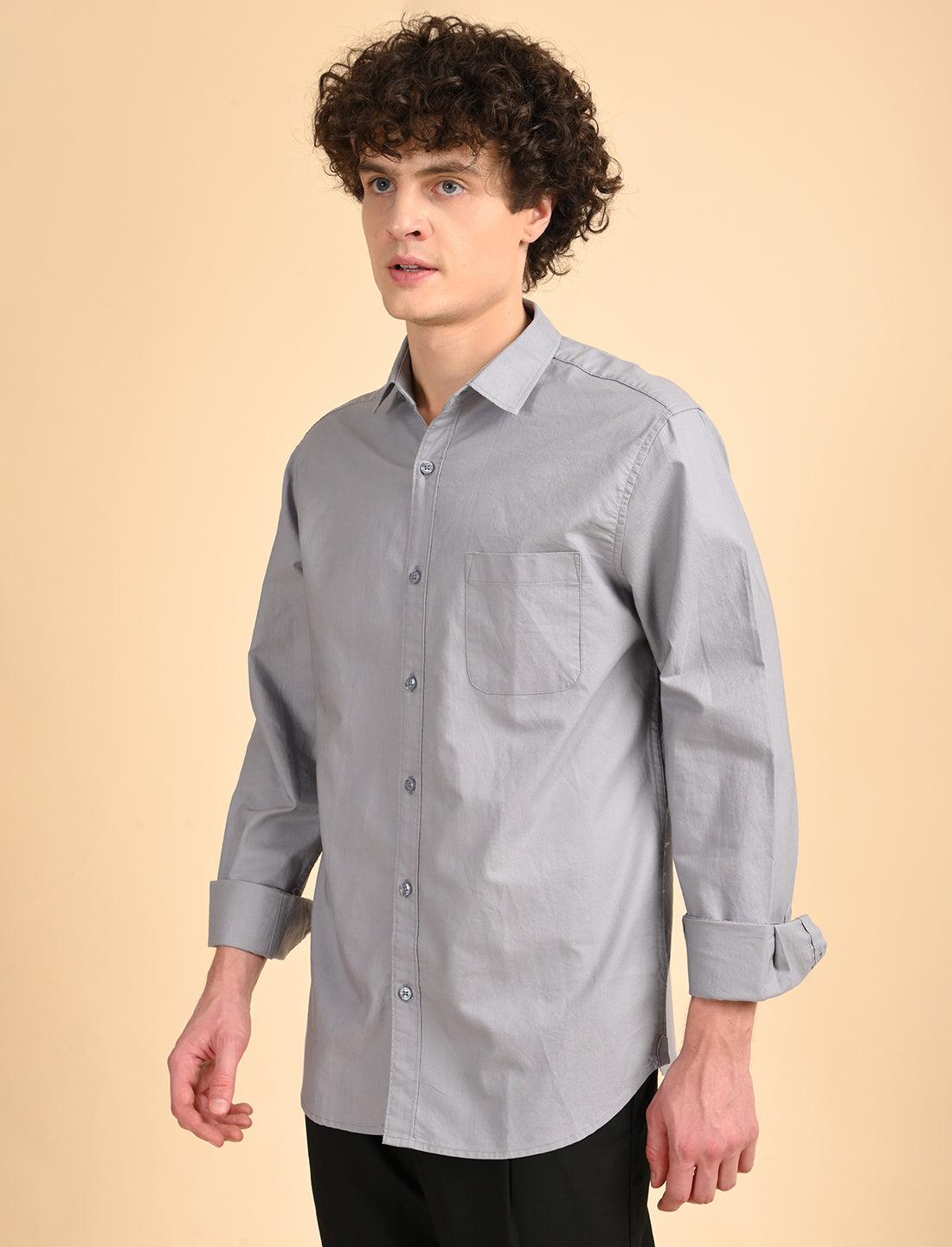 Dove Grey Solid Oxford Shirt