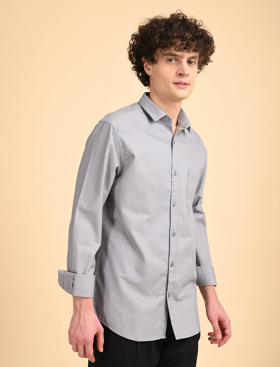 Dove Grey Solid Oxford Shirt