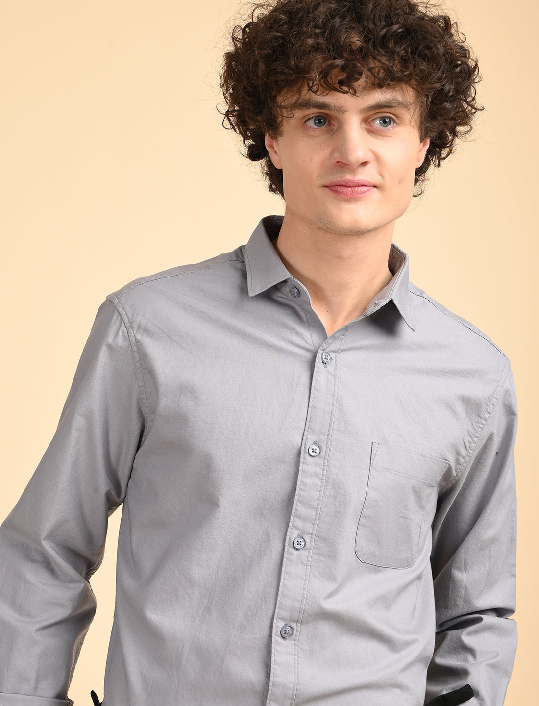 Dove Grey Solid Oxford Shirt