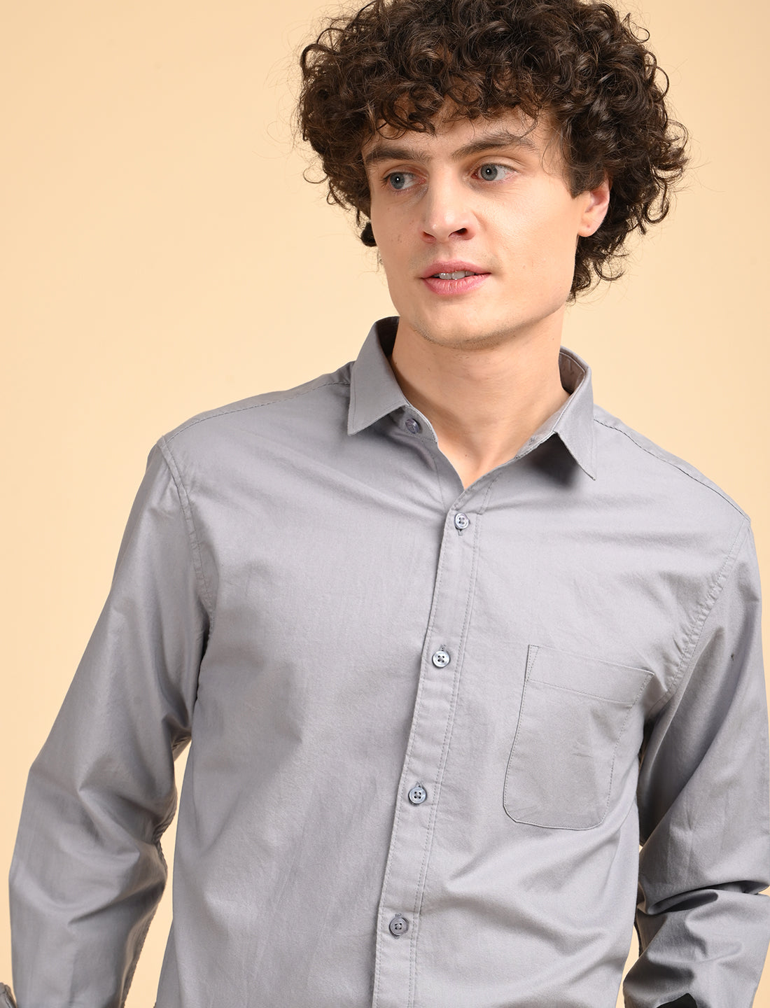 Dove Grey Solid Oxford Shirt
