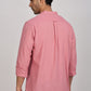 Pink Mandarin Collar Linen Shirt