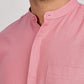 Pink Mandarin Collar Linen Shirt