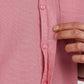 Pink Mandarin Collar Linen Shirt