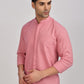 Pink Mandarin Collar Linen Shirt