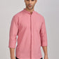 Pink Mandarin Collar Linen Shirt