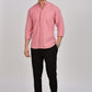 Pink Mandarin Collar Linen Shirt