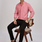 Pink Mandarin Collar Linen Shirt