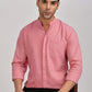 Pink Mandarin Collar Linen Shirt