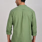Olive Mandarin Collar Linen Shirt