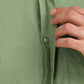 Olive Mandarin Collar Linen Shirt