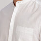 White Mandarin Collar Linen Shirt