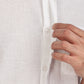 White Mandarin Collar Linen Shirt