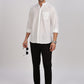 White Mandarin Collar Linen Shirt
