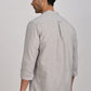Light Grey Mandarin Collar Linen Shirt