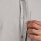 Light Grey Mandarin Collar Linen Shirt