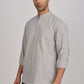Light Grey Mandarin Collar Linen Shirt