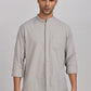 Light Grey Mandarin Collar Linen Shirt