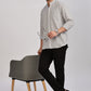 Light Grey Mandarin Collar Linen Shirt