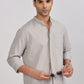 Light Grey Mandarin Collar Linen Shirt