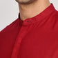 Red Mandarin Collar Linen Shirt