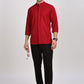 Red Mandarin Collar Linen Shirt