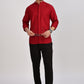 Red Mandarin Collar Linen Shirt