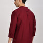 Maroon Mandarin Collar Linen Shirt