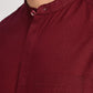 Maroon Mandarin Collar Linen Shirt