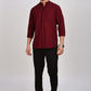 Maroon Mandarin Collar Linen Shirt