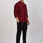Maroon Mandarin Collar Linen Shirt