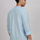 Light Blue Mandarin Collar Linen Shirt
