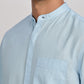 Light Blue Mandarin Collar Linen Shirt