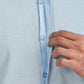 Light Blue Mandarin Collar Linen Shirt