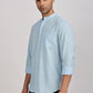 Light Blue Mandarin Collar Linen Shirt