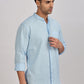 Light Blue Mandarin Collar Linen Shirt