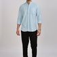 Light Blue Mandarin Collar Linen Shirt