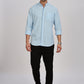 Light Blue Mandarin Collar Linen Shirt