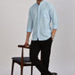 Light Blue Mandarin Collar Linen Shirt
