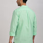 Sea Green Mandarin Collar Linen Shirt