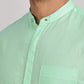 Sea Green Mandarin Collar Linen Shirt