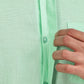 Sea Green Mandarin Collar Linen Shirt