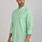 Sea Green Mandarin Collar Linen Shirt