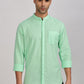 Sea Green Mandarin Collar Linen Shirt