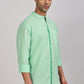 Sea Green Mandarin Collar Linen Shirt