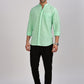 Sea Green Mandarin Collar Linen Shirt